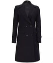 Womens Two Pockets Wool Coat Black