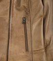 Leather Asymmetrical Camel Biker Jacket Womens