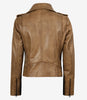 Leather Asymmetrical Camel Biker Jacket Womens