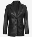 Womens Black Leather Blazer