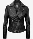 Womens Asymmetrical Black Motorcycle Leather Jacket