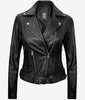 Womens Asymmetrical Black Motorcycle Leather Jacket