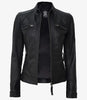 Womens Tall Black Leather Motorcycle Jacket
