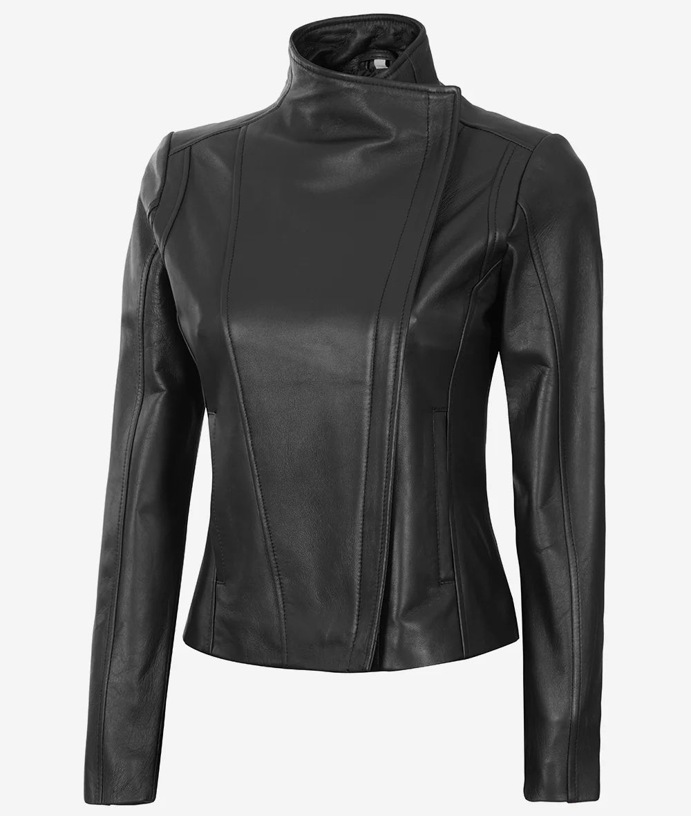 Womens Black Genuine Lambskin Leather Jacket