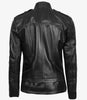 Womens Asymmetrical Fitted Leather Jacket Black