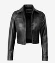 Womens Cropped Black Leather Jacket