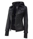 Womens Black Bomber Jacket With Hood