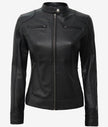 Women's Black Lambskin Leather Biker Style Jacket