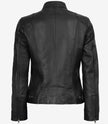 Womens Black Real Leather Moto Jacket