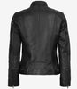 Womens Black Real Leather Moto Jacket