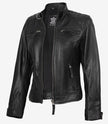 Womens Black Real Leather Motorcycle Jacket