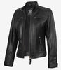 Womens Black Real Leather Motorcycle Jacket
