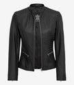 Womens Tall Black Slim Fit Leather Jacket