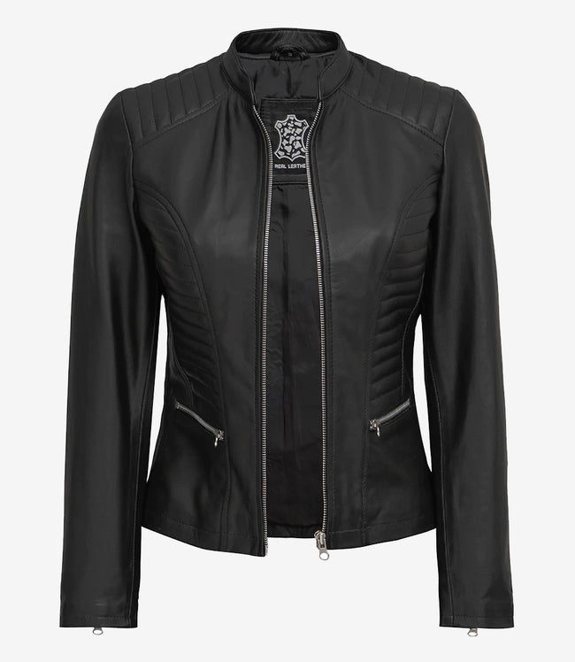 Womens Tall Black Slim Fit Leather Jacket