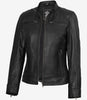 Womens Black Real Leather Moto Jacket