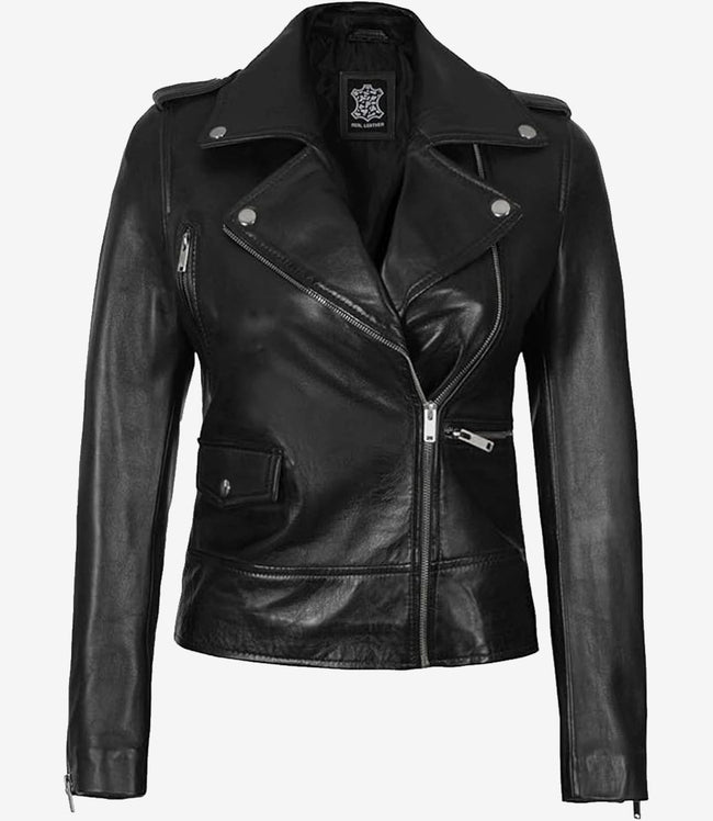Amber Womens Black Moto Jacket