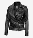 Womens Black Asymmetrical Moto Leather Jacket