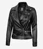 Womens Black Asymmetrical Moto Leather Jacket
