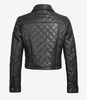 Womens Quilted Cropped Black Leather Jacket
