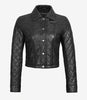 Womens Quilted Cropped Black Leather Jacket