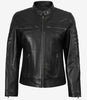 Womens Tall Biker Style Black Leather Jacket