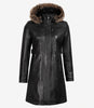Womens Black Leather Coat With Fur Trim