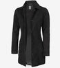 Womens Black Suede Button Down Coat