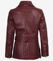 Womens Leather Burgundy Biker Jacket