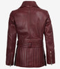 Womens Leather Burgundy Biker Jacket