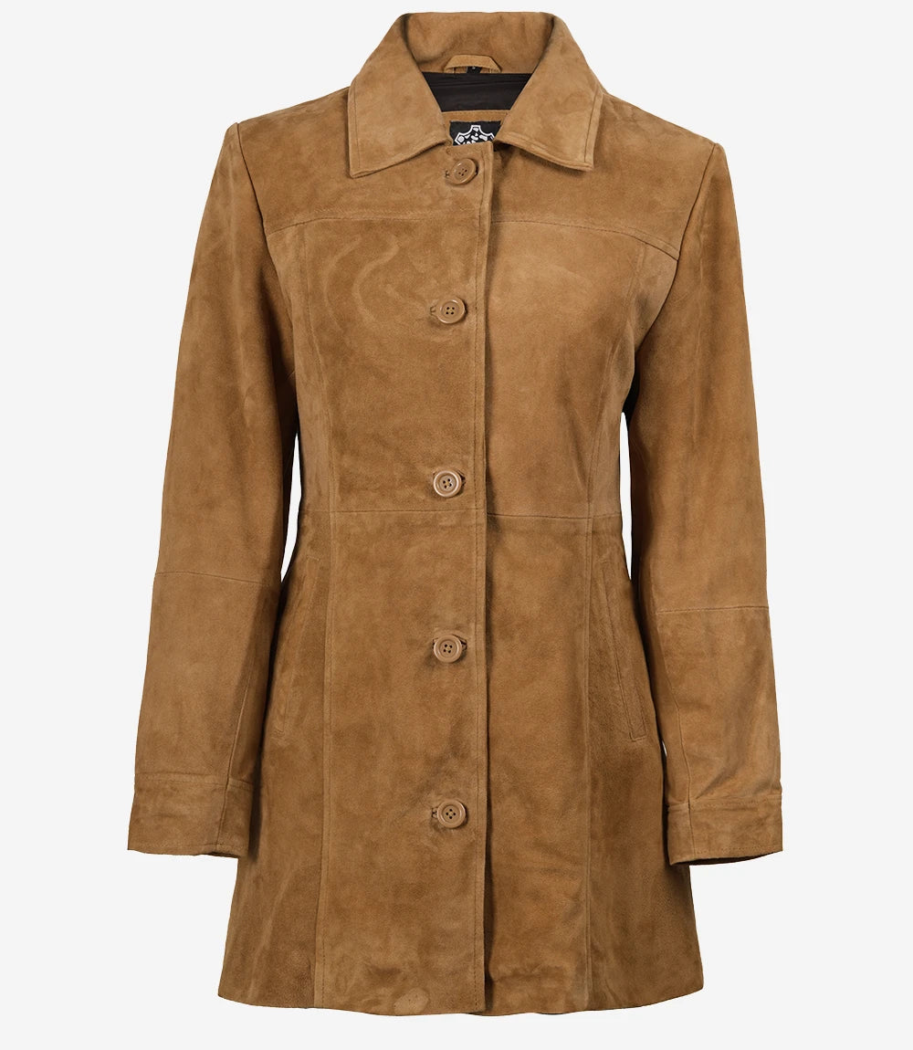 Light Brown Womens Suede Coat