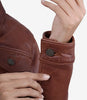 Womens Cognac Trucker Leather Jacket