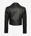 Women Asymmetrical Black Cropped Moto Leather Jacket