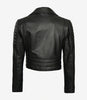Women Asymmetrical Black Cropped Moto Leather Jacket