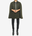 Womens Olive Green Wool Coat With Fur Collar