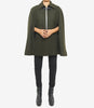 Womens Olive Green Wool Coat With Fur Collar
