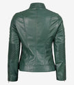 Womens Real Leather Green Biker Jacket
