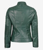 Womens Real Leather Green Biker Jacket