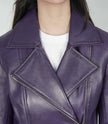 Womens Purple Leather Peplum Jacket