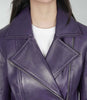 Womens Purple Leather Peplum Jacket