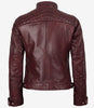 Maroon Womens Real Lambskin Leather Motorcycle Jacket