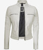 Womens Real Leather White Biker Jacket