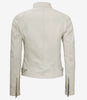 Womens Biker Racer White Leather Jacket