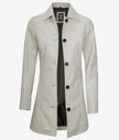 Womens Real Leather White Car Coat