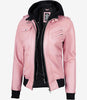 Womens Pink Hooded Bomber Leather Jacket