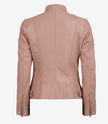 Womens Biker Racer Light Pink Leather Jacket