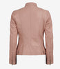 Womens Biker Racer Light Pink Leather Jacket