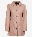 Womens Real Leather Pink Car Coat