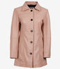 Womens Real Leather Pink Car Coat