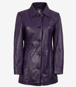 Womens Purple Leather Car Coat