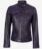 Womens Purple Real Leather Motorcycle Jacket